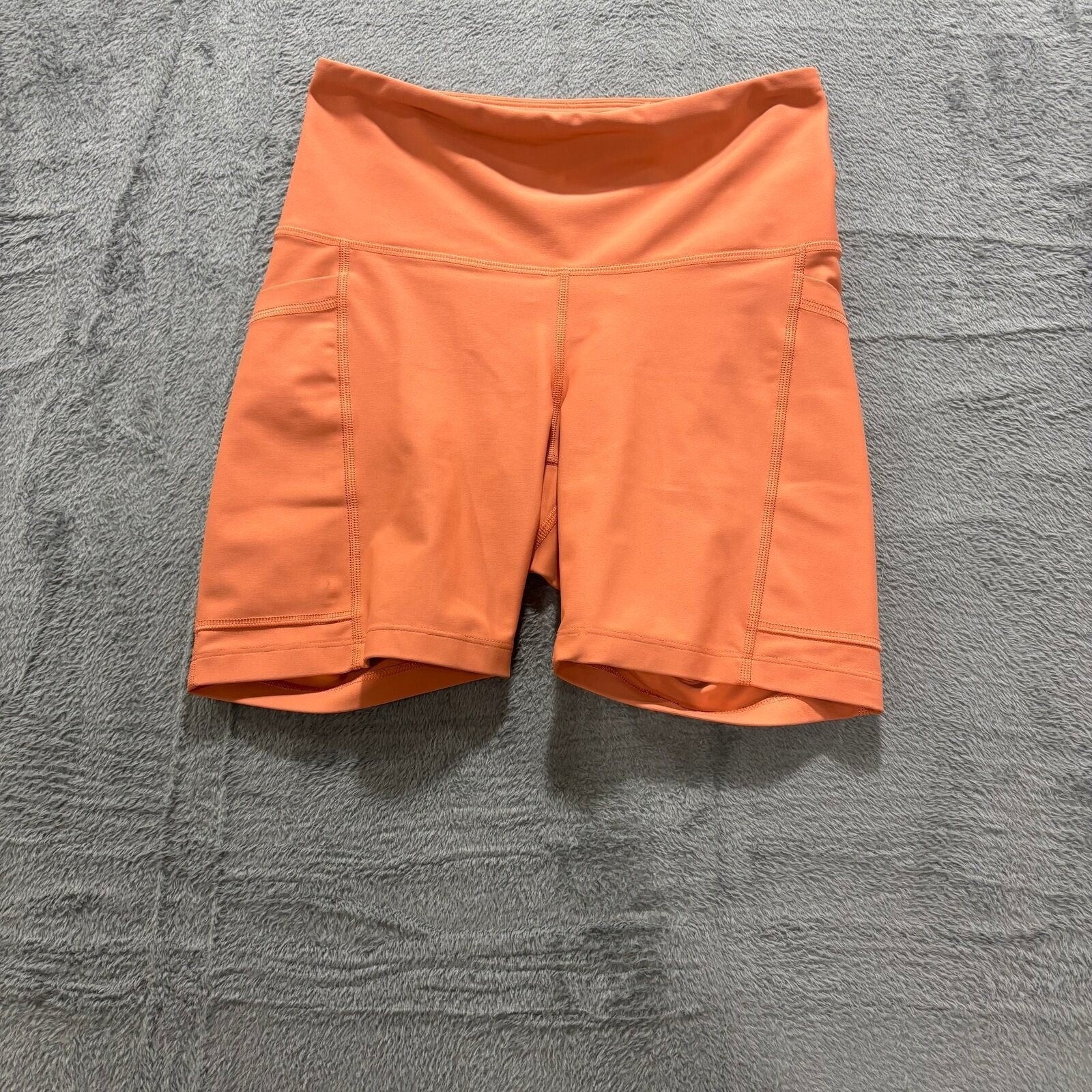Old Navy Womens S Orange Powersoft High Rise Bike Shorts Athleisure Casual