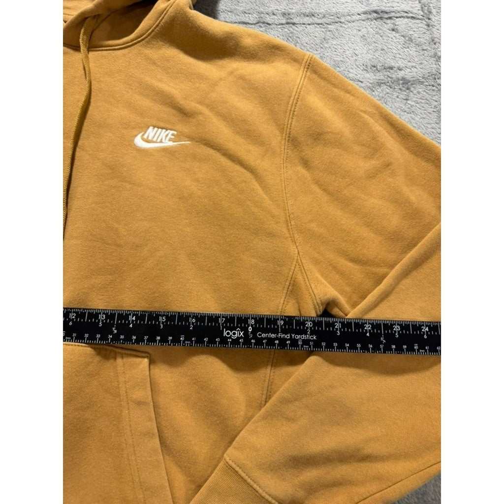 Nike Sportswear Club Fleece Hoodie Mens Small Mustard Yellow Streetwear Casual