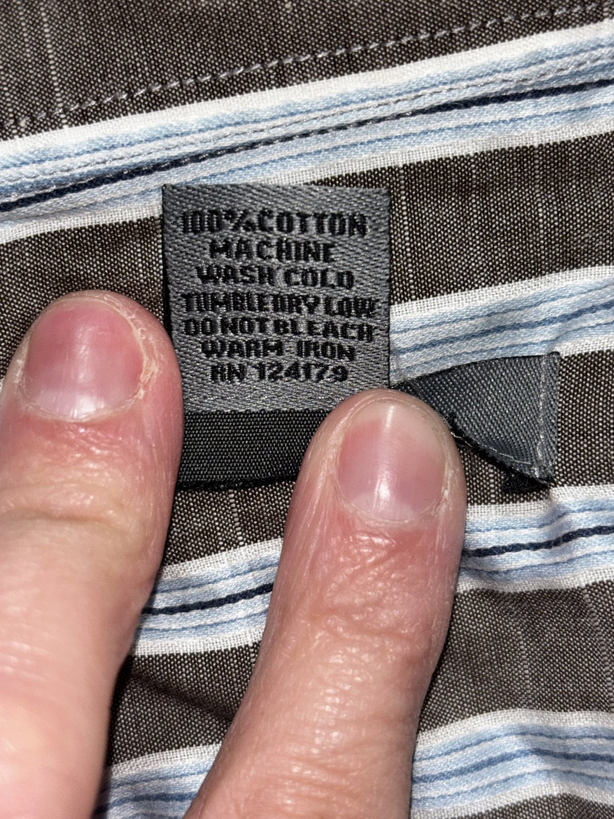 Johnston & Murphy Men's Brown Blue Stripe Shirt XL, photo 9 of 9