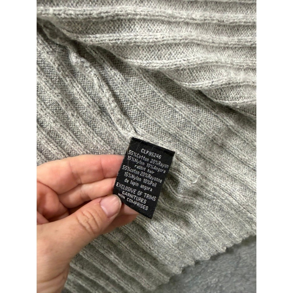 Coupé Collection Cardigan Sweater Womens M Gray Ribbed Longline Button Front
