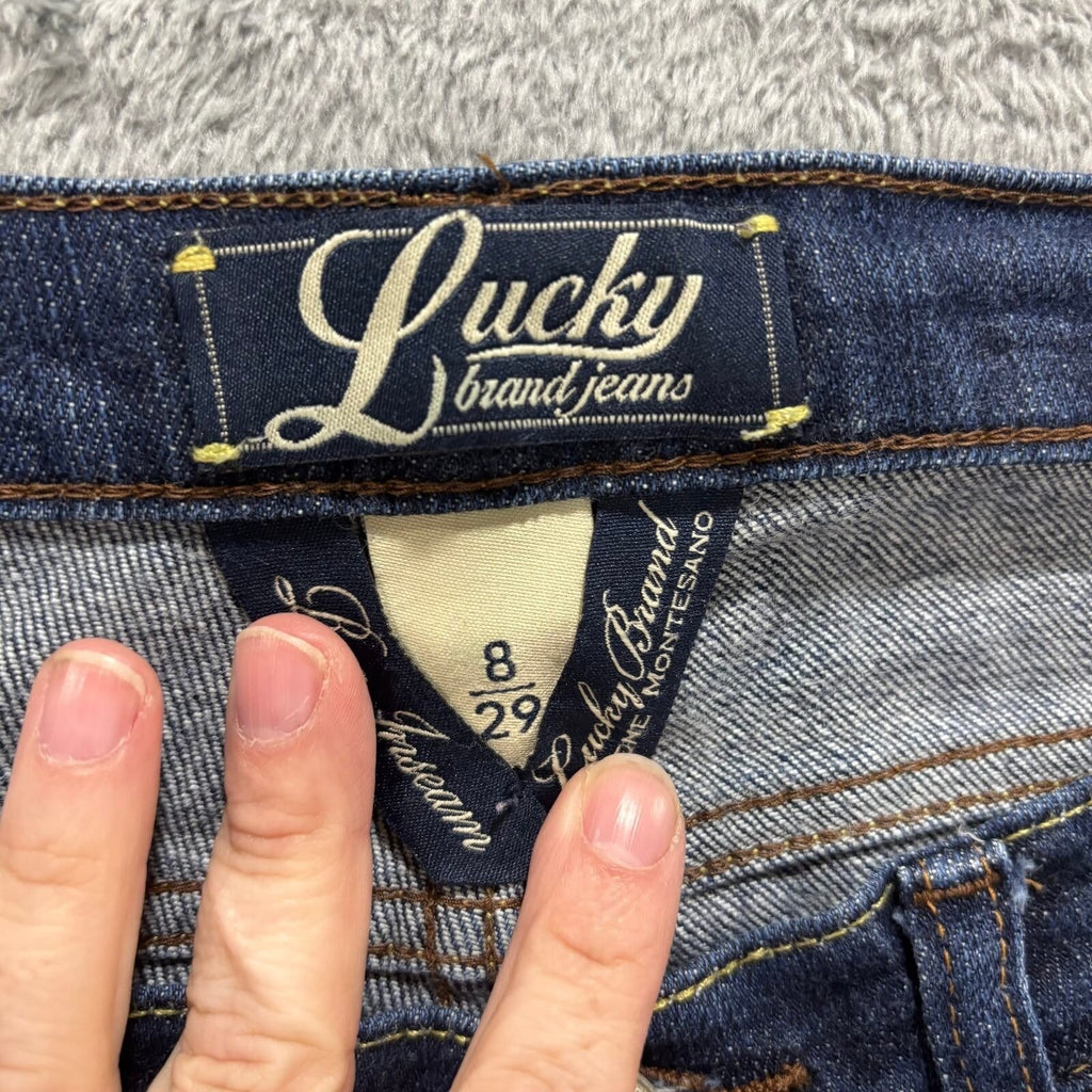 Lucky Brand 8/29 Womens Dark Wash Blue Flare Leg Jeans Vintage Boho Casual