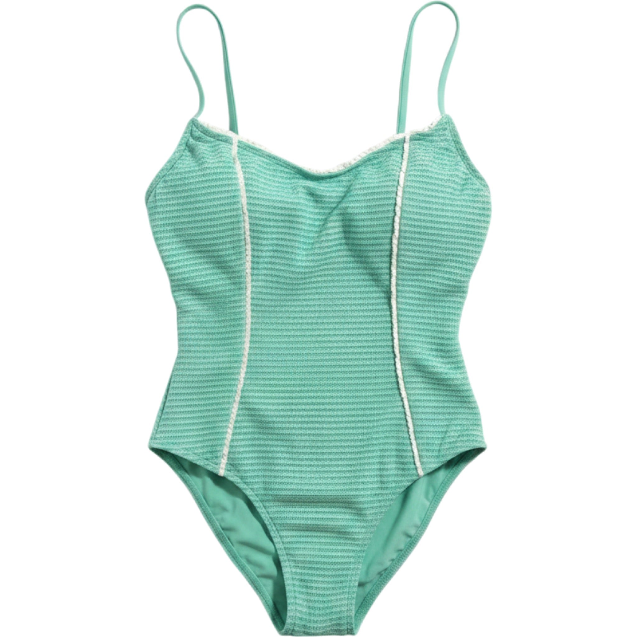 Shade & Shore One Piece Swimsuit Mint Green Textured High Cut NWT XL