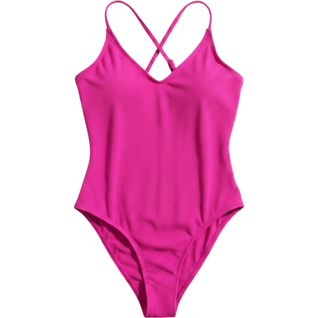Shade & Shore One Piece Swimsuit Hot Pink Textured High Cut NWT Large
