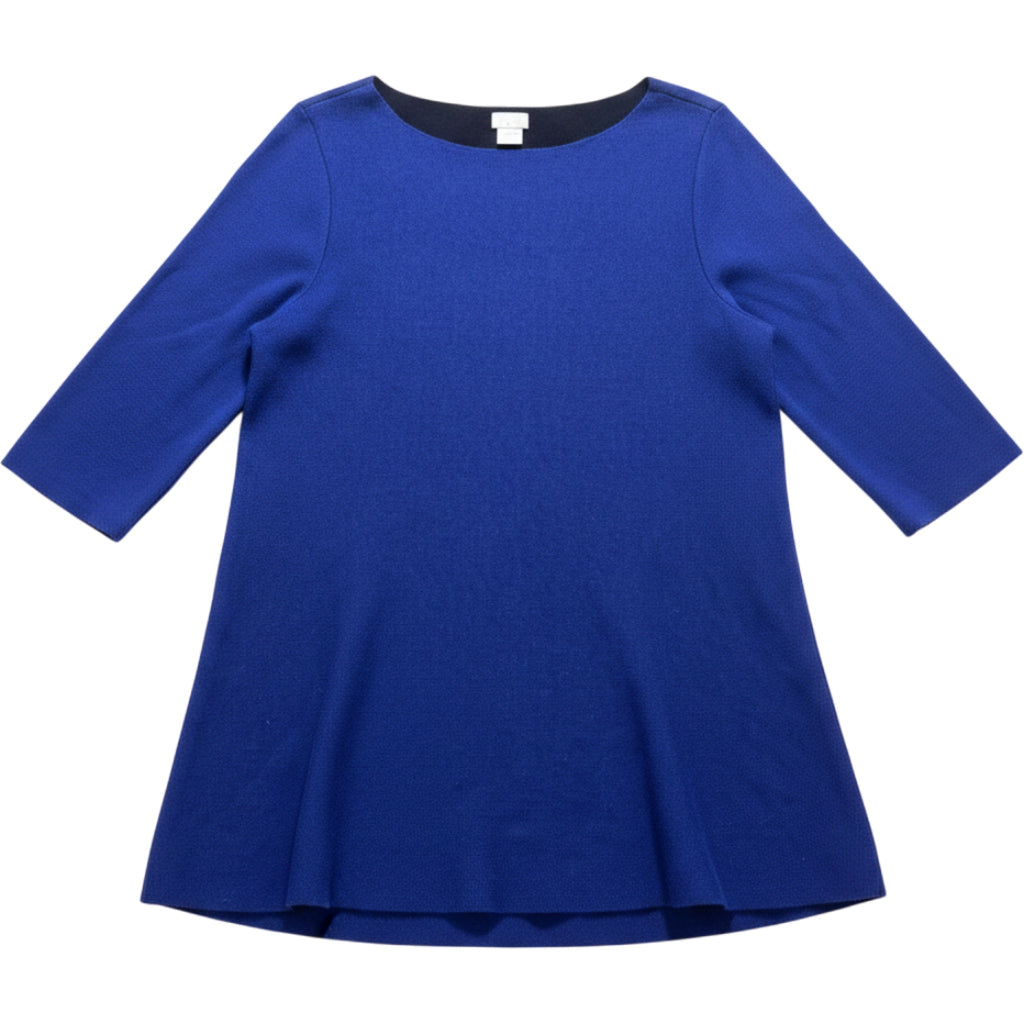 Chicos Blue Knit Sweater Top Size 2 Womens 3/4 Sleeve Minimal Classic