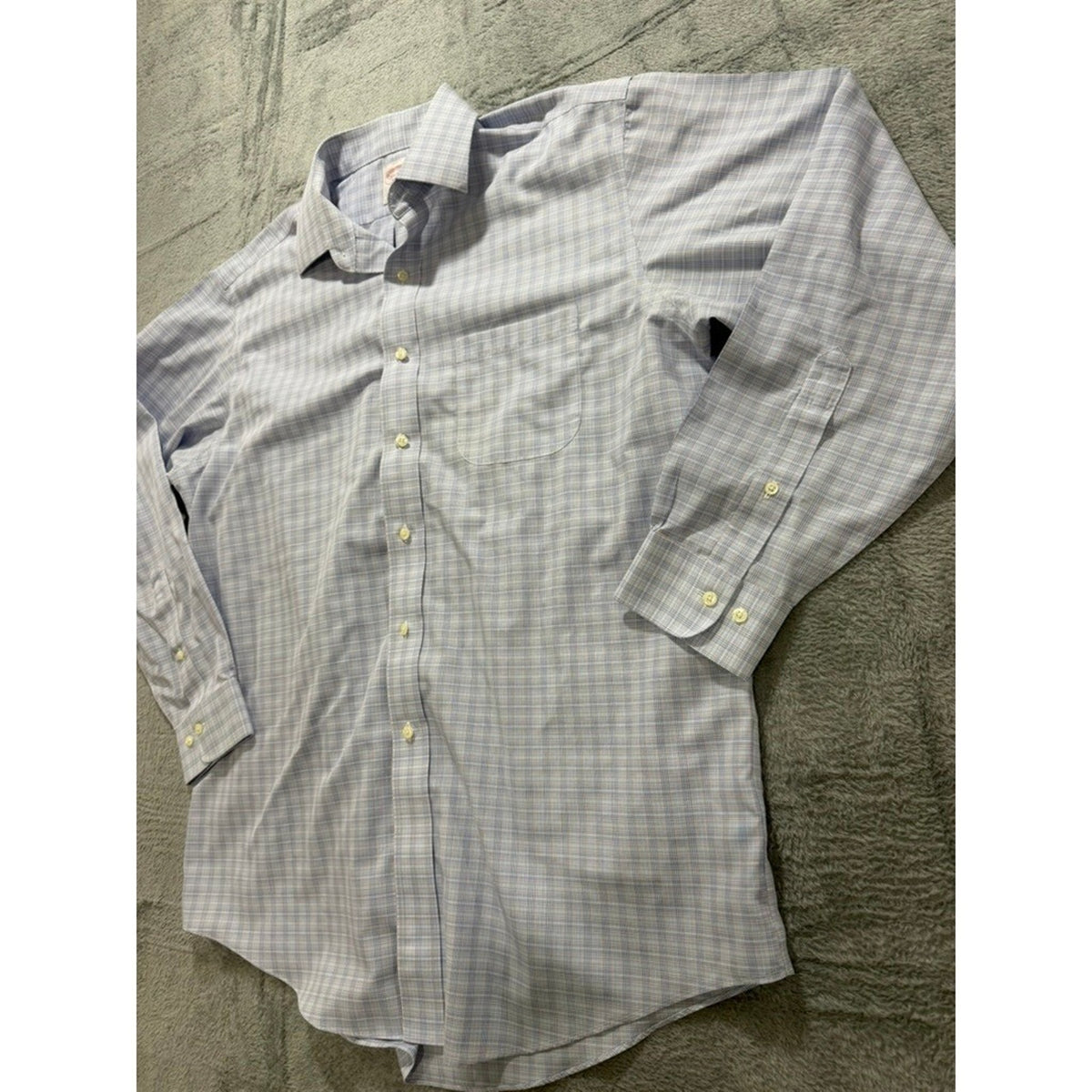 Brooks Brothers Dress Shirt Mens Large 16.5 34 Blue Check Cotton Classic