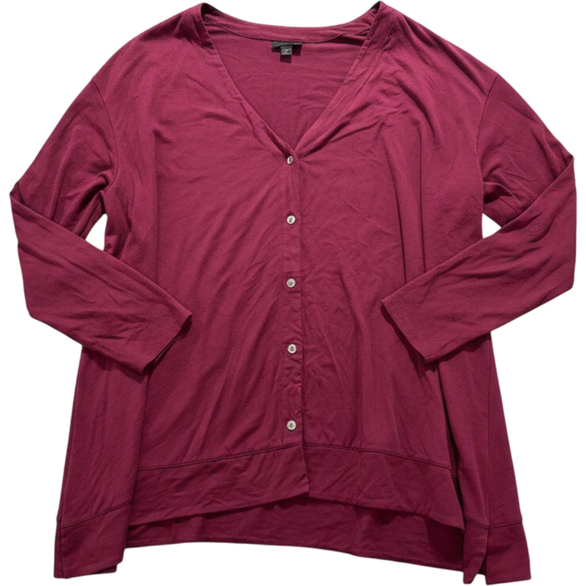 J Jill Wearever Collection Top Womens Large Red Button Front Stretch Casual
