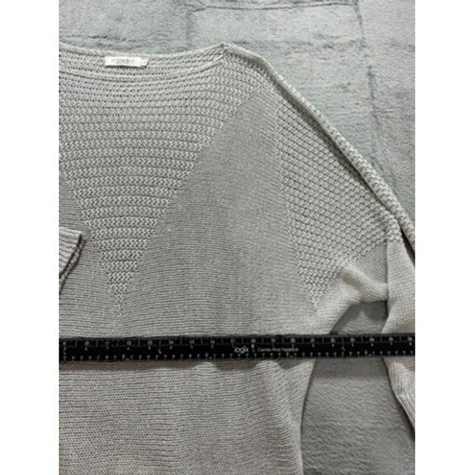 Luisa Ricci Italy Women Light Gray Mixed Knit Batwing Boat Neck Sweater Large