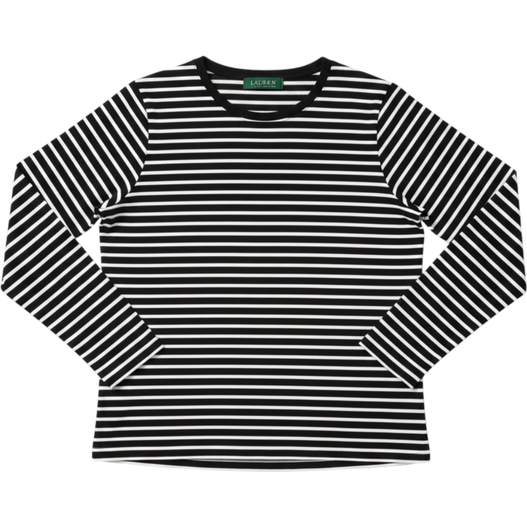 Lauren Ralph Lauren Striped Top Womens 1X Black White Long Sleeve Casual
