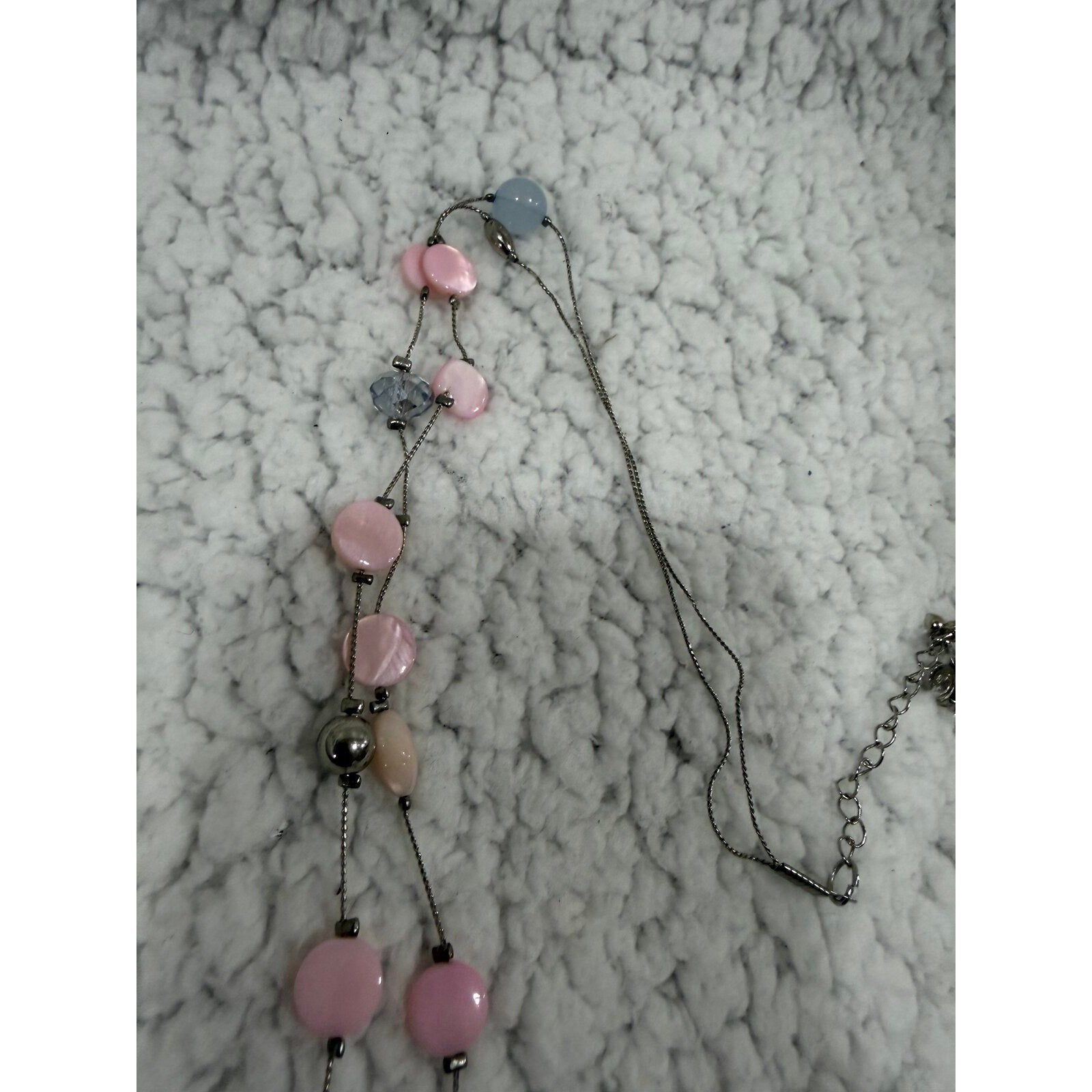 Coldwater Creek Womens OS Pink Layered Shell Bead Necklace Boho Vintage Style