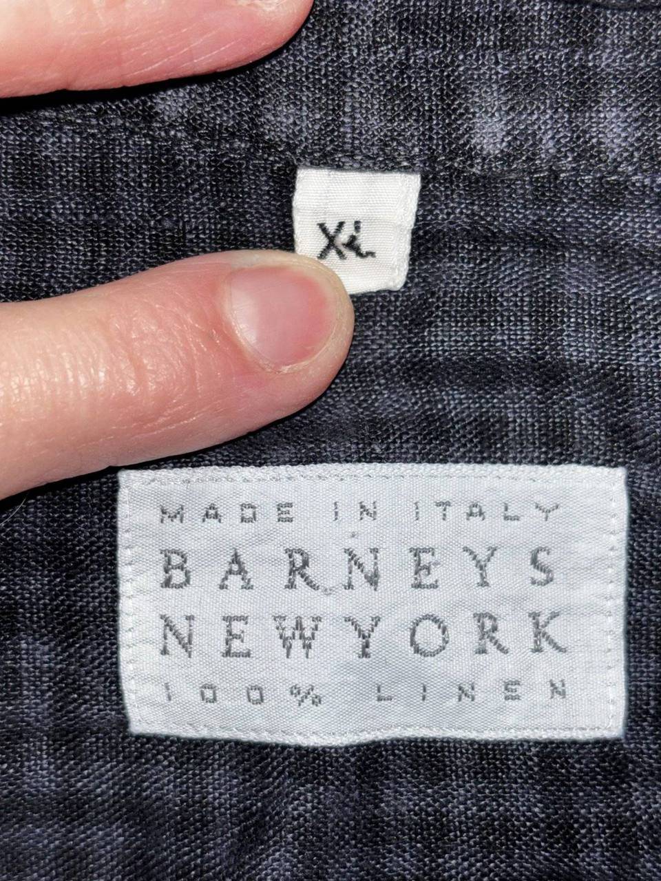 Barneys New York Mens XL Black Gray Check Long Sleeve Button Up Shirt