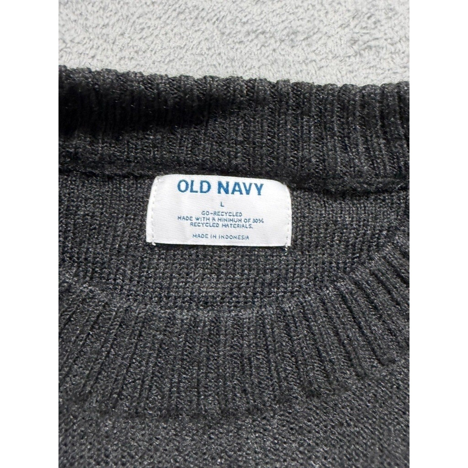 Old Navy Womens Black White Fair Isle Go-Recycled Crewneck Sweater Large Nordic