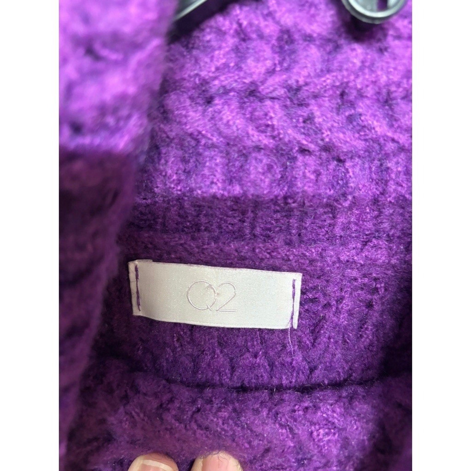 Q2 Women Purple Chunky Knit Turtleneck Sweater Oversized Cozy Statement Pullover