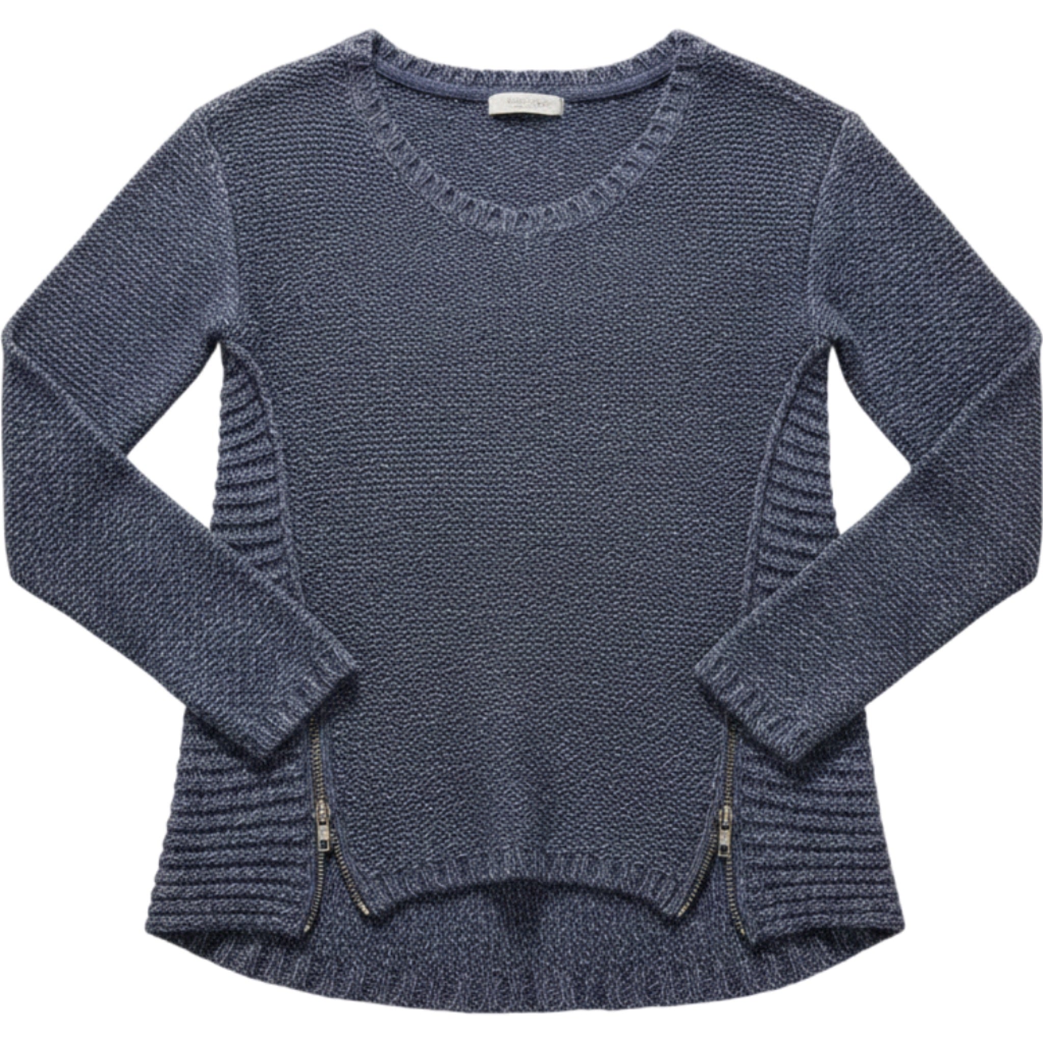 Quinn Sweater Womens Small Gray Knit Side Zip Detail Casual Long Sleeve Top