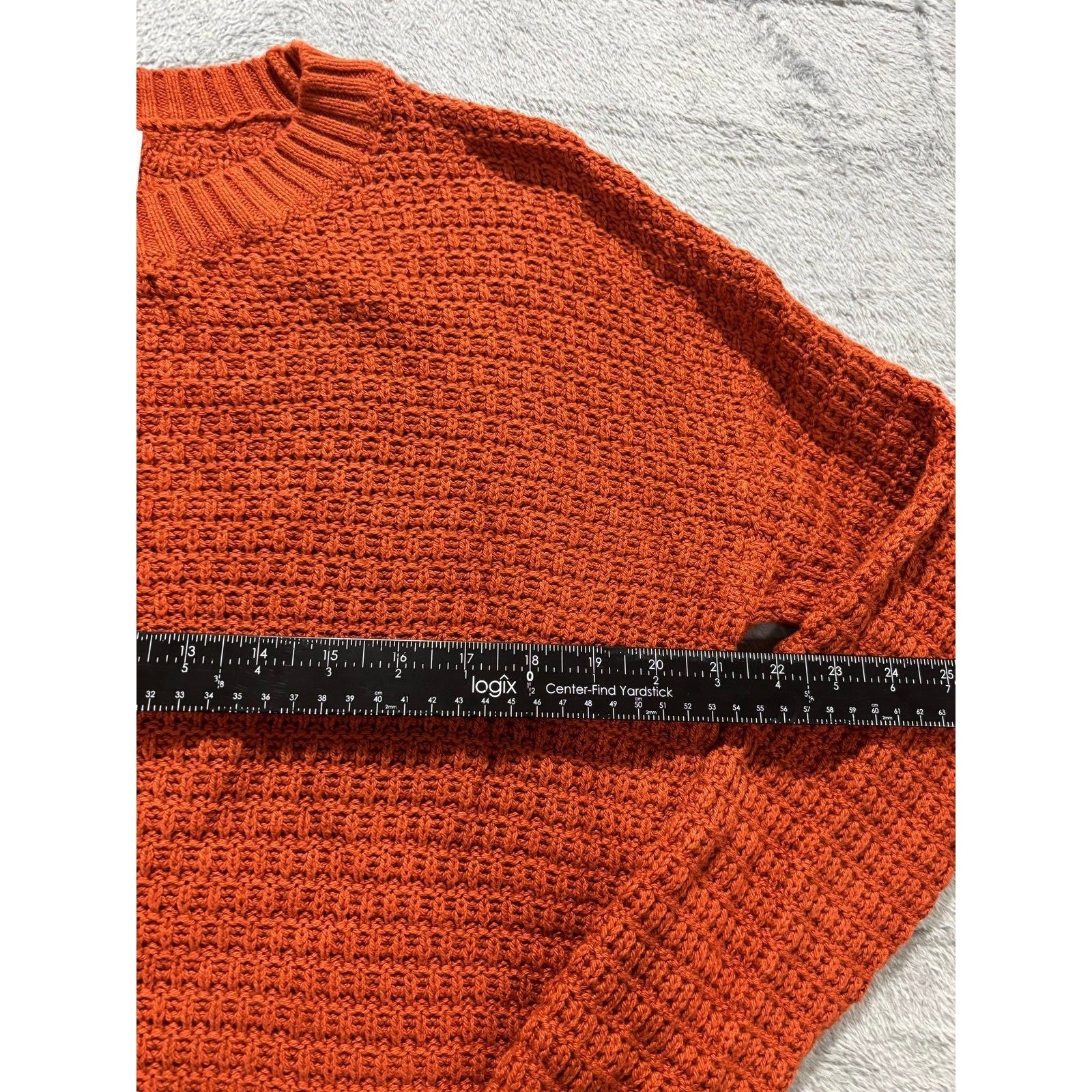 Old Navy Womens M Burnt Orange Waffle Knit Tunic Sweater Boho Casual Cozy