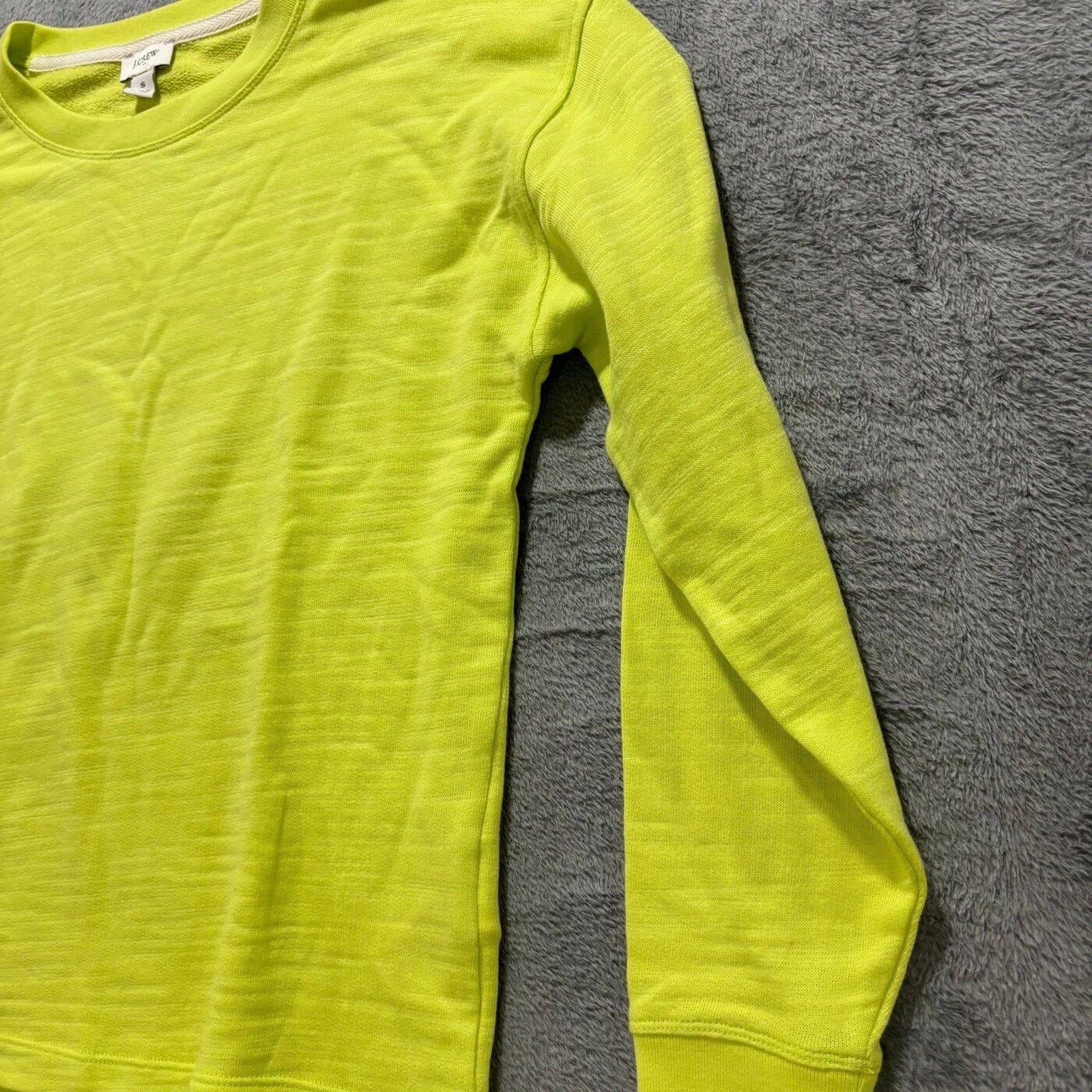 J.Crew S Neon Yellow Womens Sweatshirt Casual Cozy Cotton Pullover
