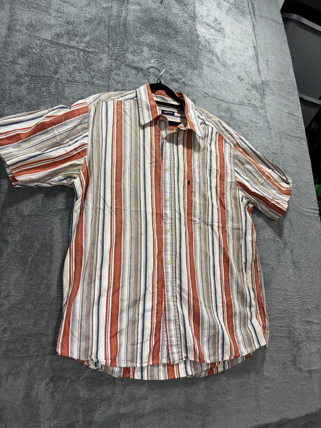 Lerros Men's Red Blue Stripe Short Sleeve Shirt XL, photo 2 of 7