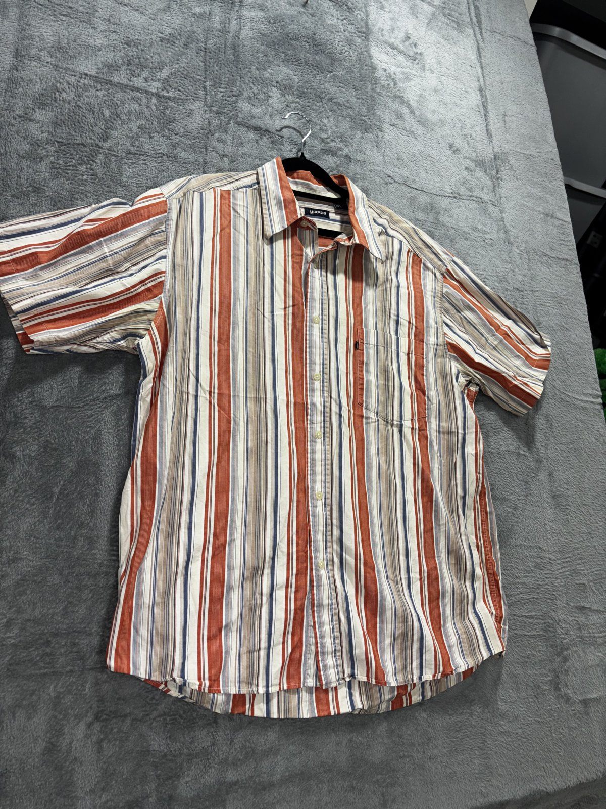 Lerros Men's Red Blue Stripe Short Sleeve Shirt XL, photo 2 of 7