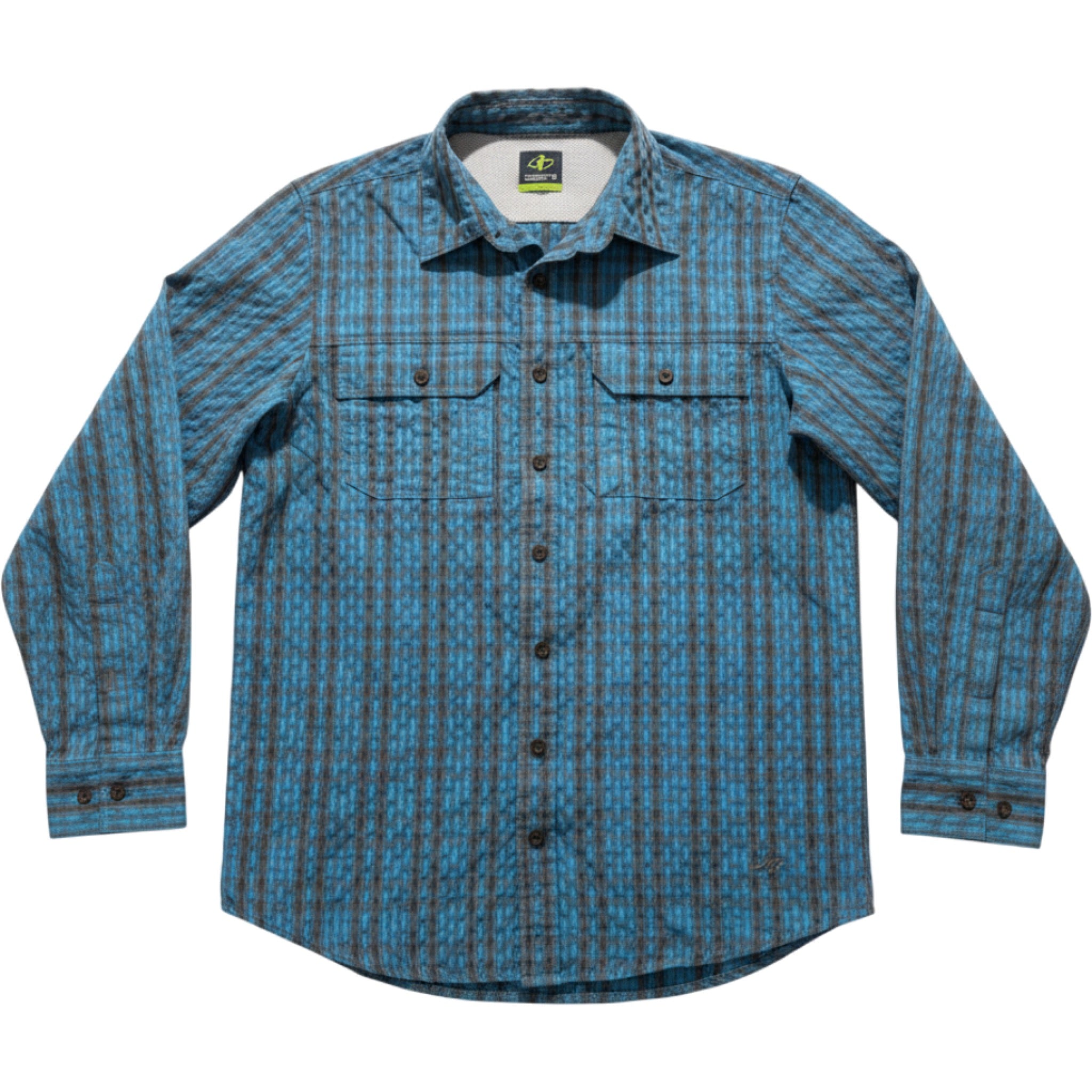 NordicTrack Shirt Mens Medium Blue Plaid Hiking Vented Outdoor Button Up