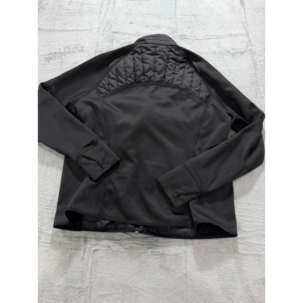 Eddie Bauer Women 2XL Black Hybrid Puffer Softshell Fleece Lined Jacket Full Zip