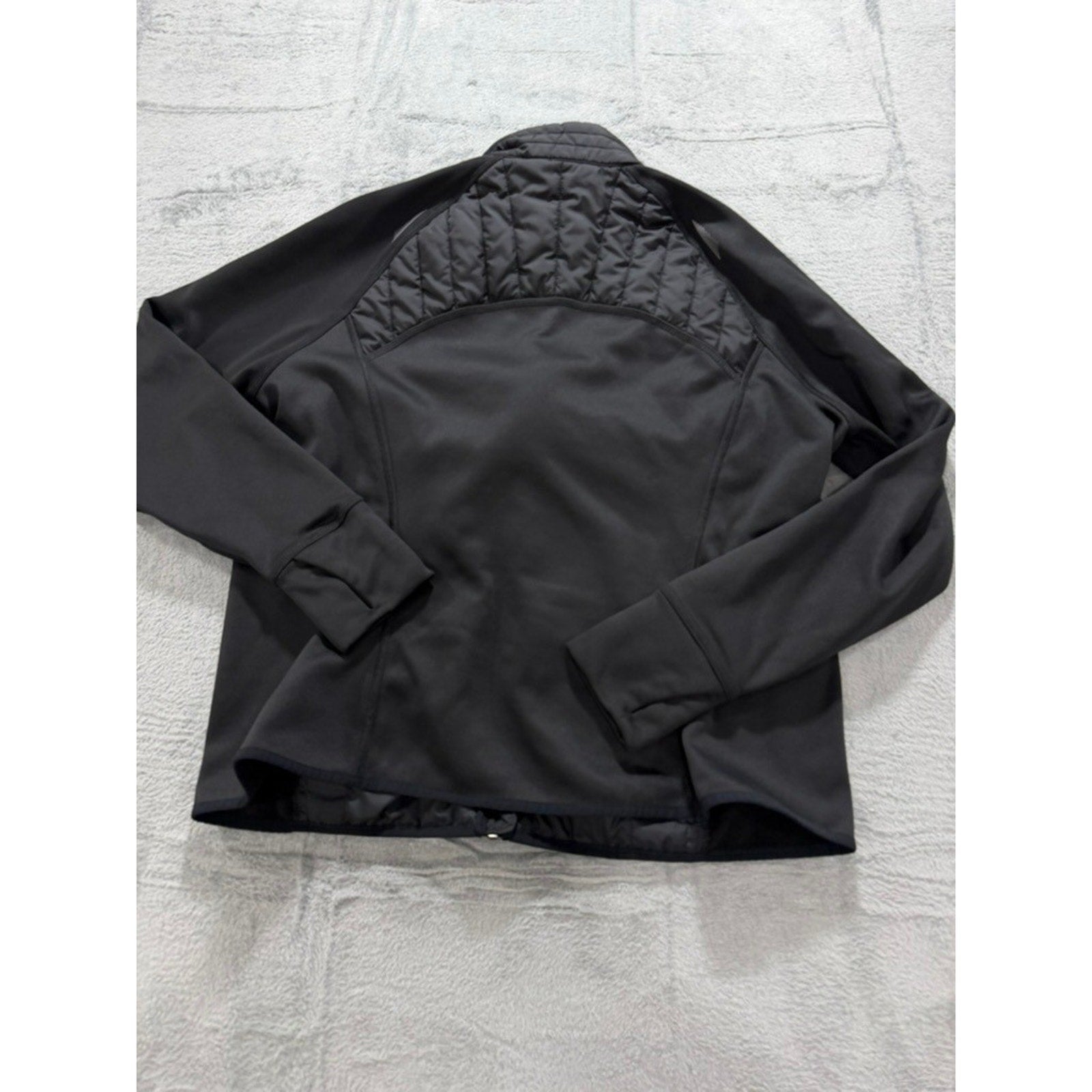 Eddie Bauer Women 2XL Black Hybrid Puffer Softshell Fleece Lined Jacket Full Zip