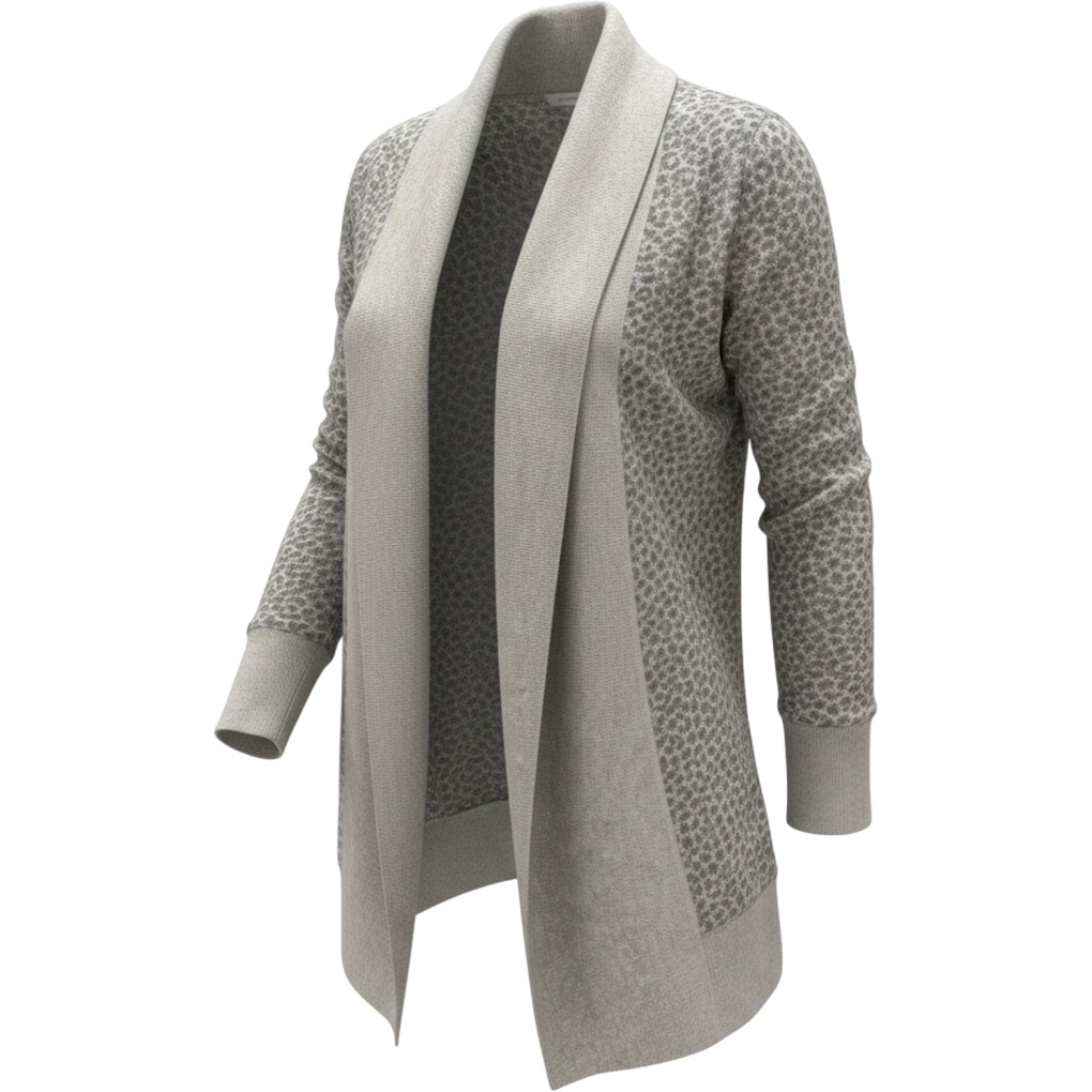Yet Again Cardigan Womens Medium Gray Animal Print Open Front Shawl Knit