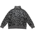 LOFT Leopard Print Sweater Womens Large Gray Turtleneck Knit Cozy Top