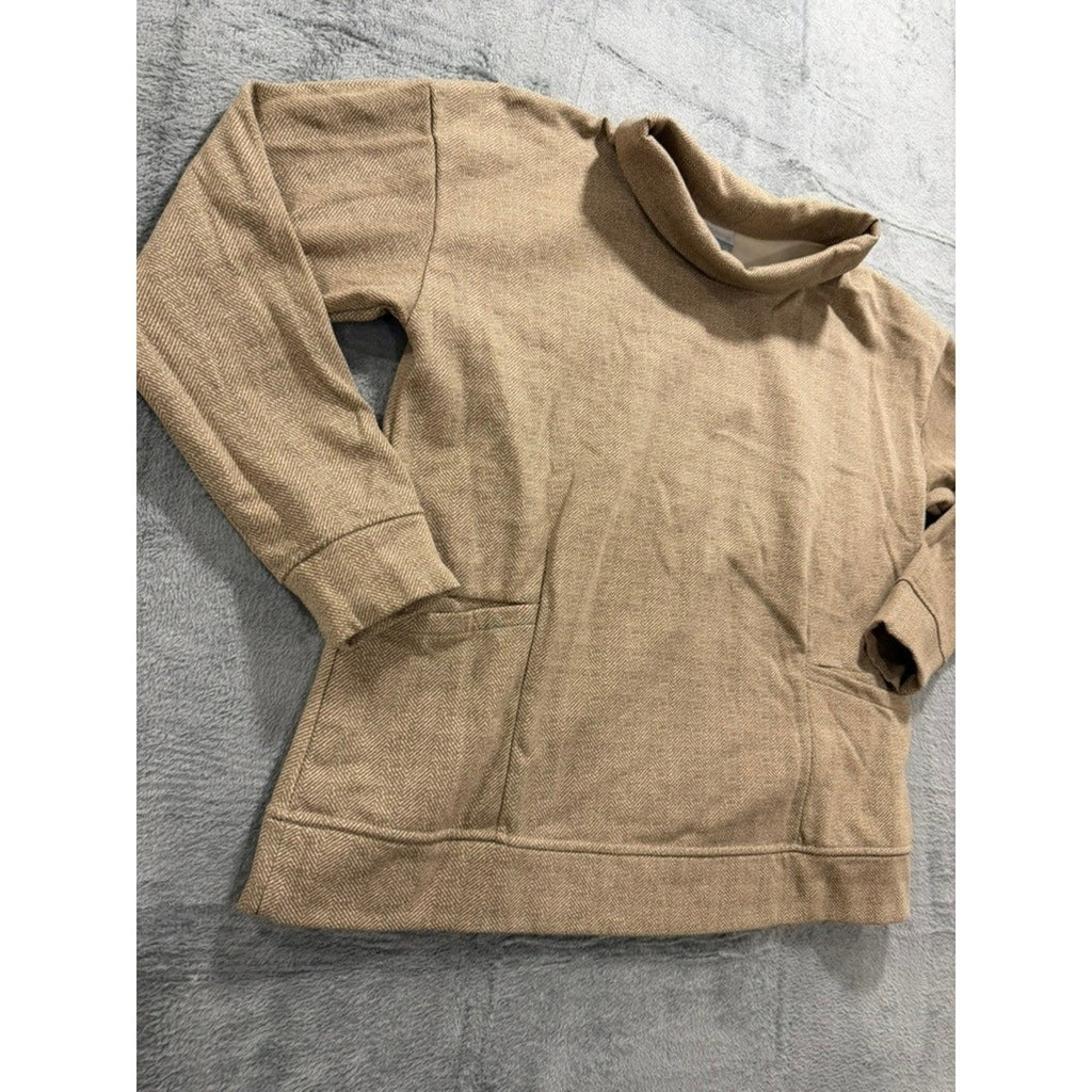 Columbia Women XXL Tan Herringbone Cowl Neck Fleece Pullover Sweatshirt Gorpcore