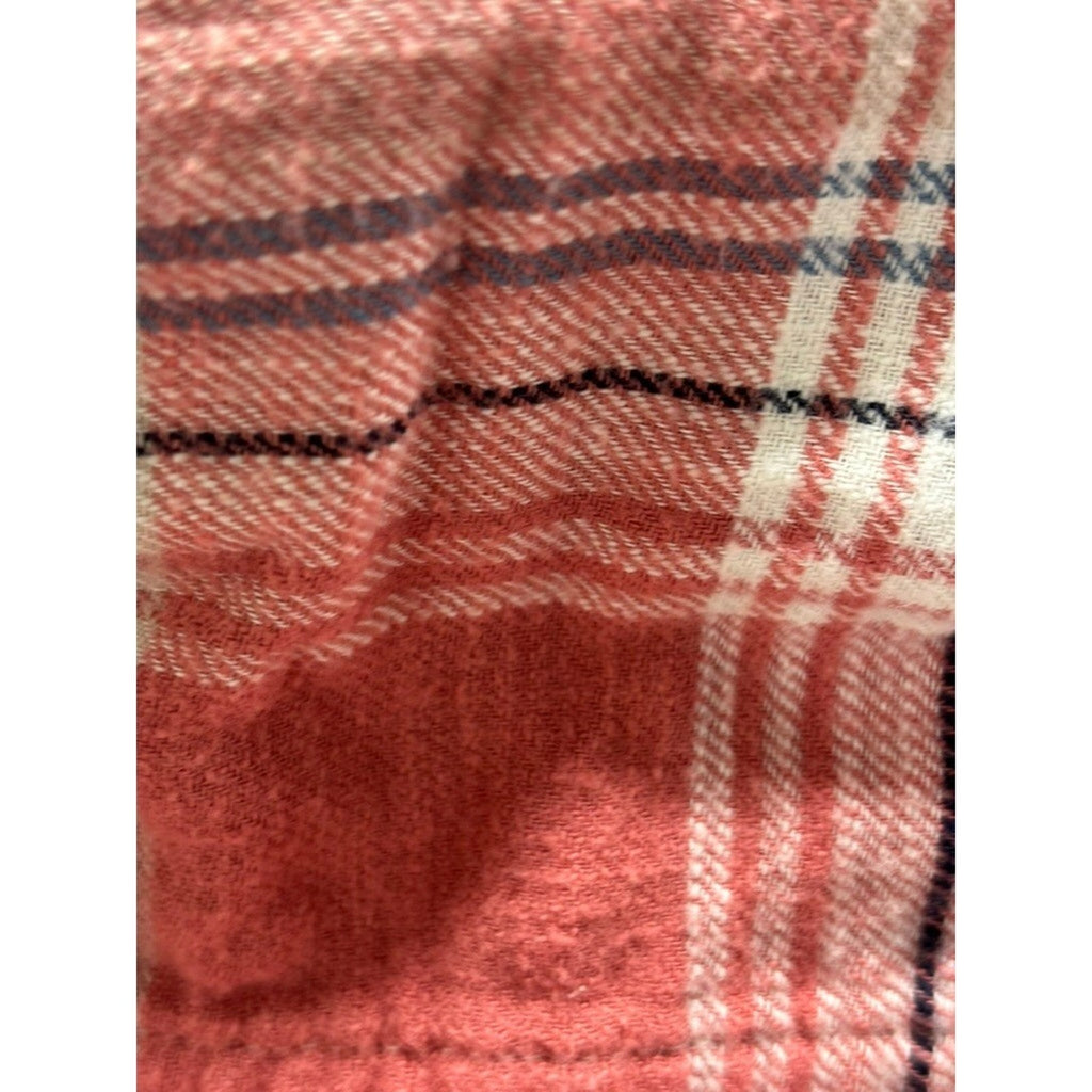 American Eagle Womens M Red Plaid Hooded Flannel Shirt Casual Vintage Cozy