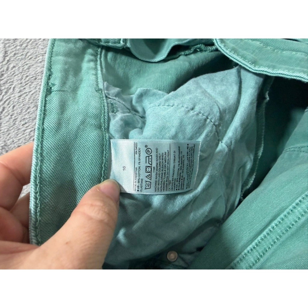 Old Navy Womens Distressed Denim Shorts Seafoam Green Cuffed Size 16 Mid Rise