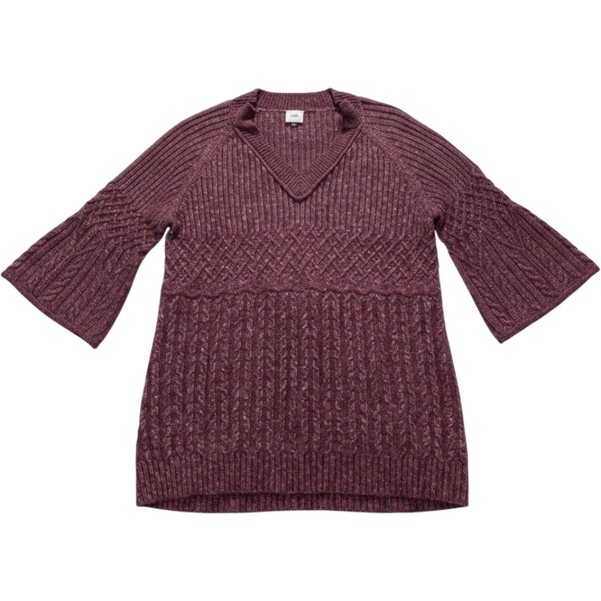 Cabi Sweater Womens Large Textured Knit Burgundy V Neck Cozy Fall Top