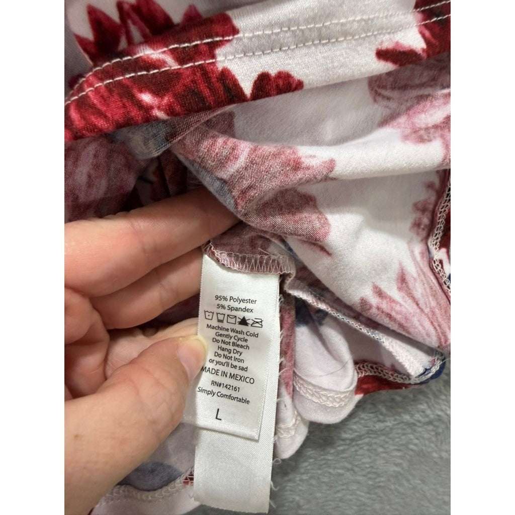LuLaRoe Womens Red Sunflower Floral Tiered Babydoll Sleeveless Top Large Boho