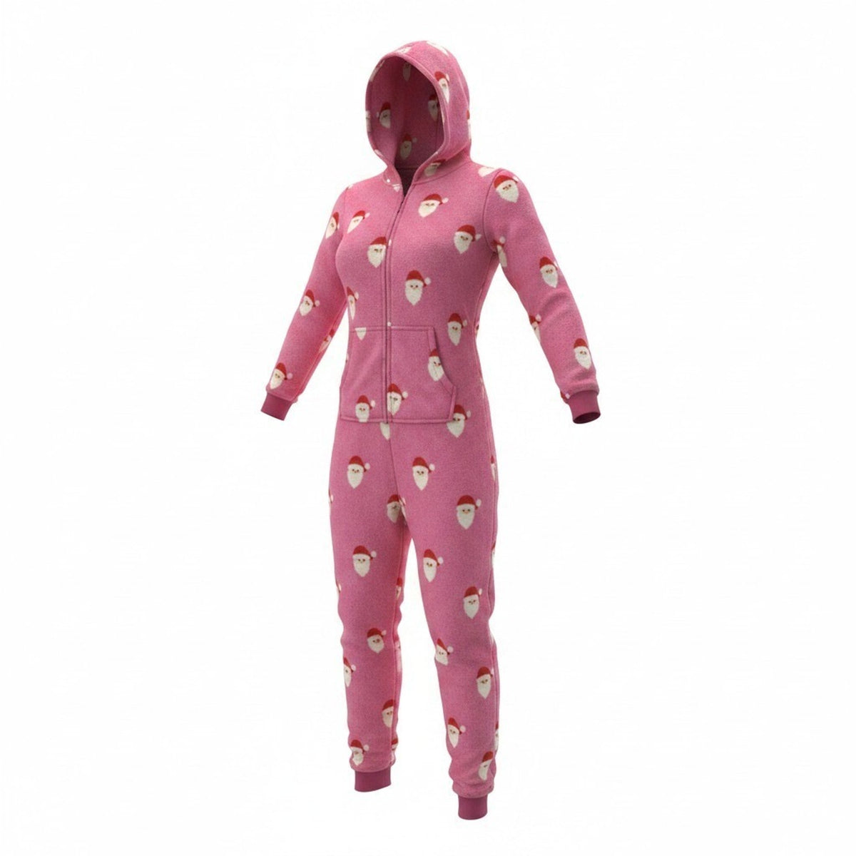 Forever 21 Kids Girls 9/10 Pink Santa Hooded One Piece Pajamas Christmas Cozy