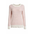 Chico's Womens Small Striped Knit Sweater Cream Pink Long Sleeve Casual Pullover