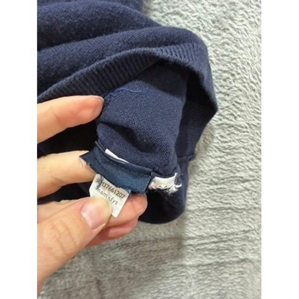 Tommy Hilfiger Sweater Womens M Navy Polka Dot V Neck Long Sleeve Preppy