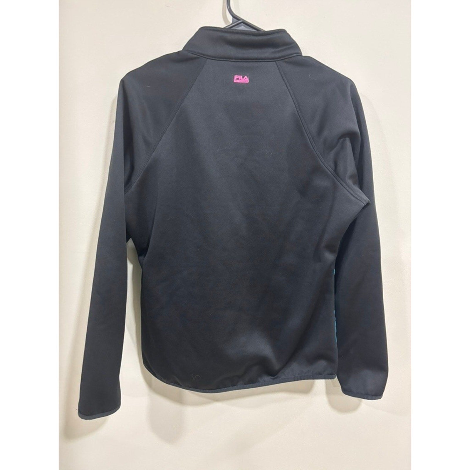 Fila Sport Teal Black Quilted Athletic Jacket Zip Up Womens M Athleisure Light
