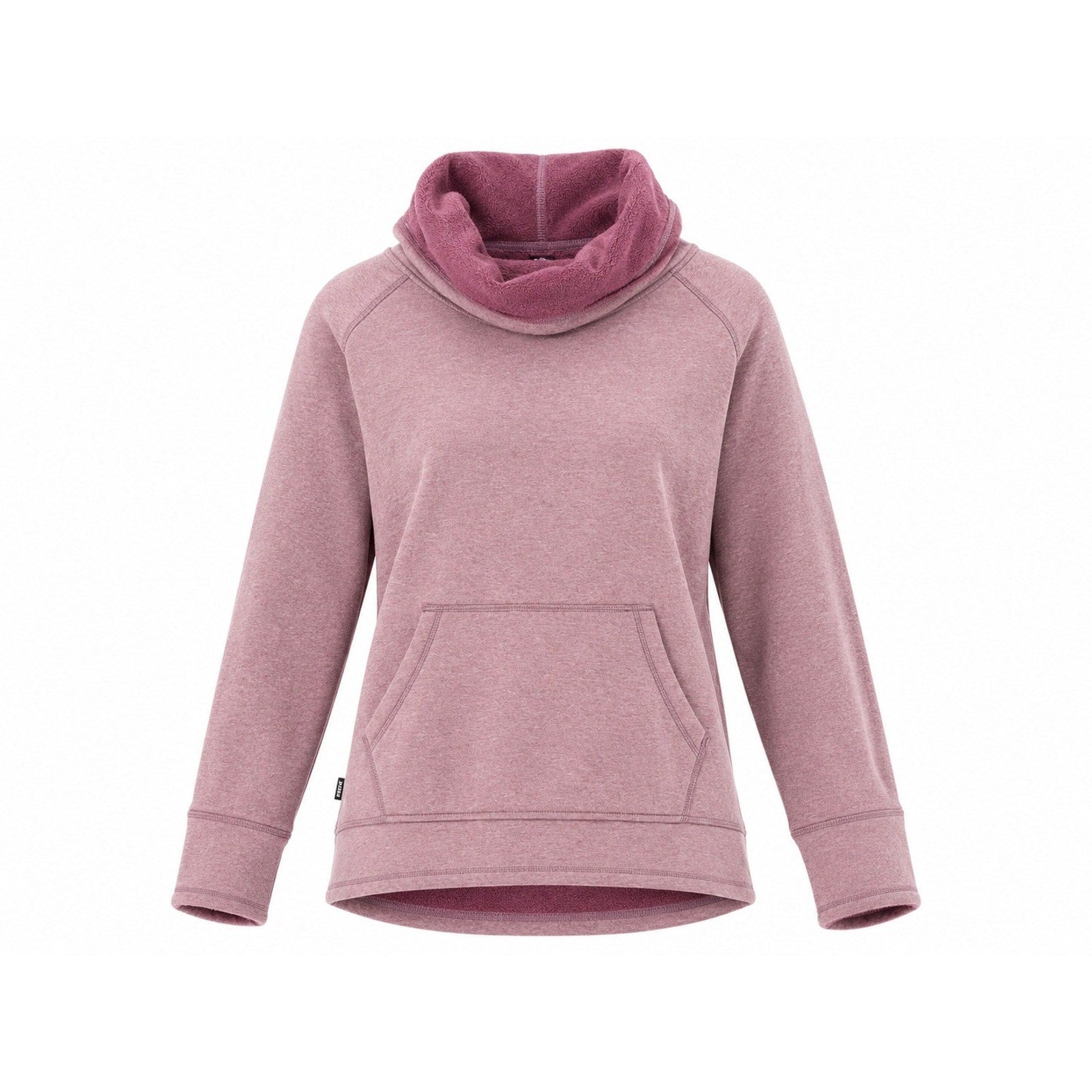 RBX Womens XL Mauve Heathered Cowl Neck Fleece Pullover Sweatshirt Thumbholes