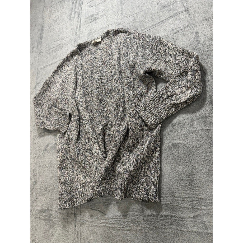 LOFT Outlet Womens Gray Marled Knit Open Front Cardigan Sweater Large Confetti