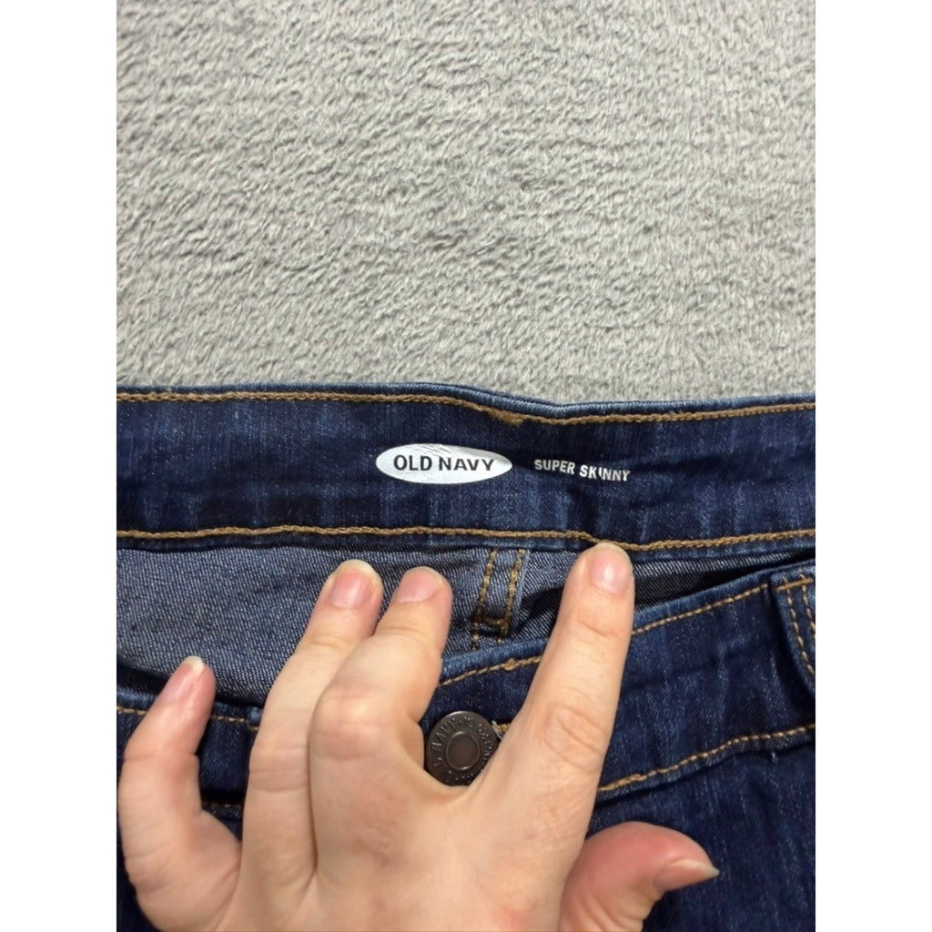 Old Navy Super Skinny Dark Wash Mid Rise Denim Jeans Womens Size 14 Indigo