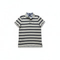 Tommy Hilfiger L Gray Navy Striped Slim Fit Polo Shirt Mens Preppy Casual