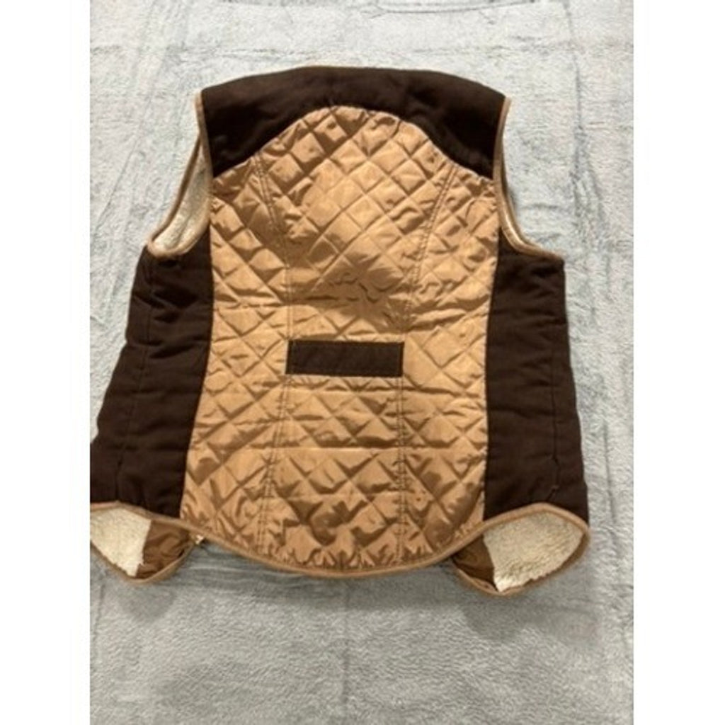 Ci Sono Quilted Vest Womens Medium Brown Hooded Sherpa Lined Zip