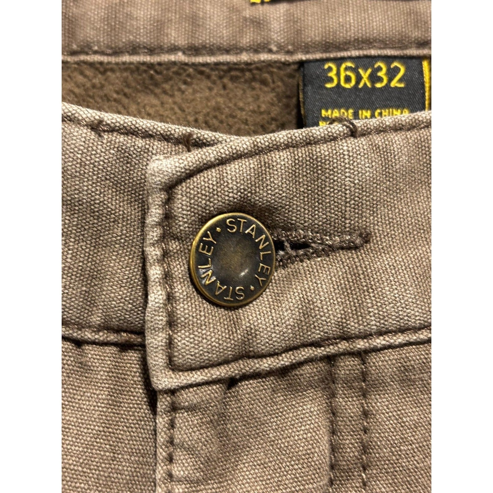 Stanley Mens 36x32 Brown Fleece Lined Carpenter Pants Workwear Casual Vintage