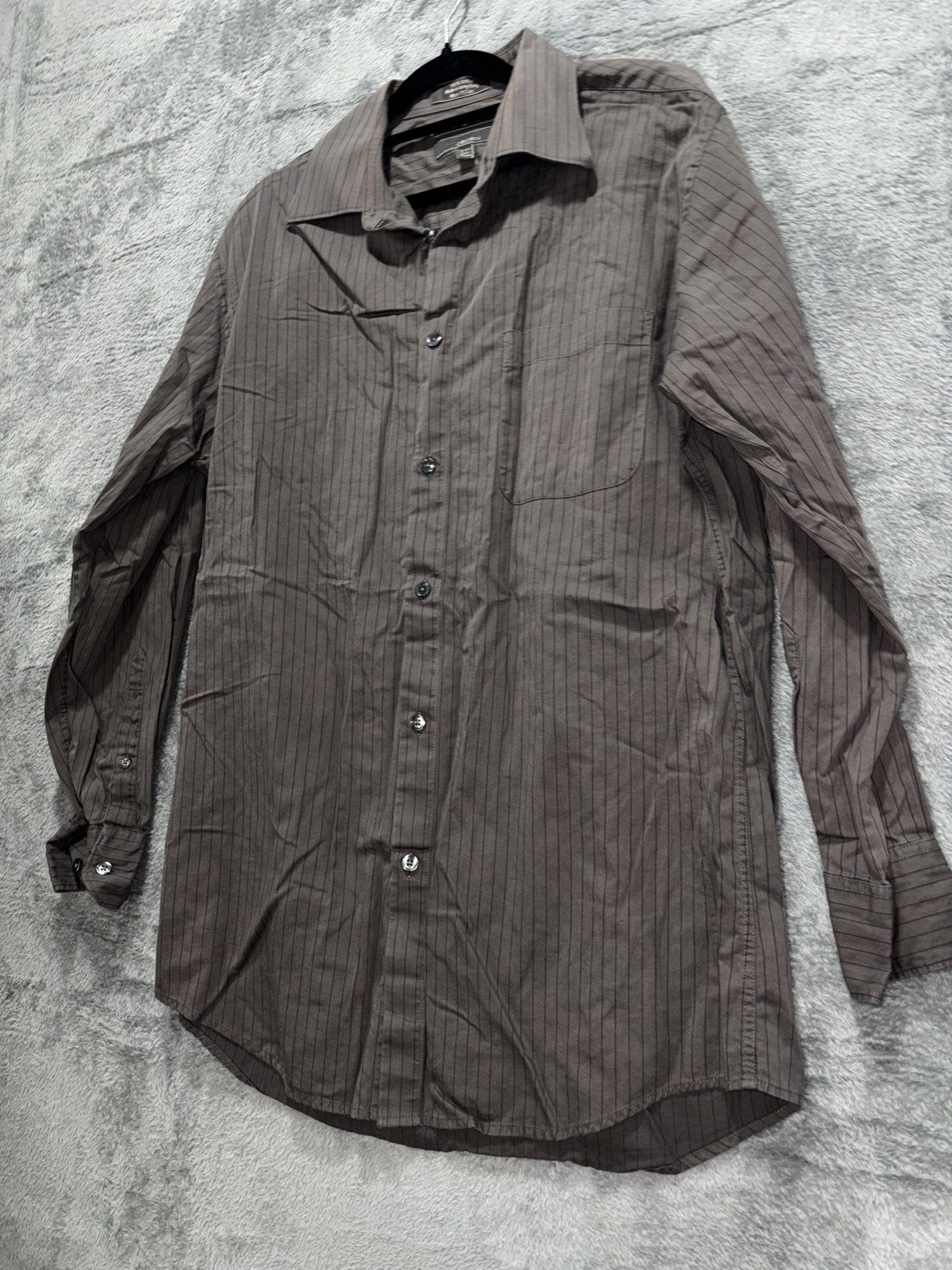 Cezani Men's Brown Pinstripe Shirt 15-15 1/2 32/33, photo 2 of 8
