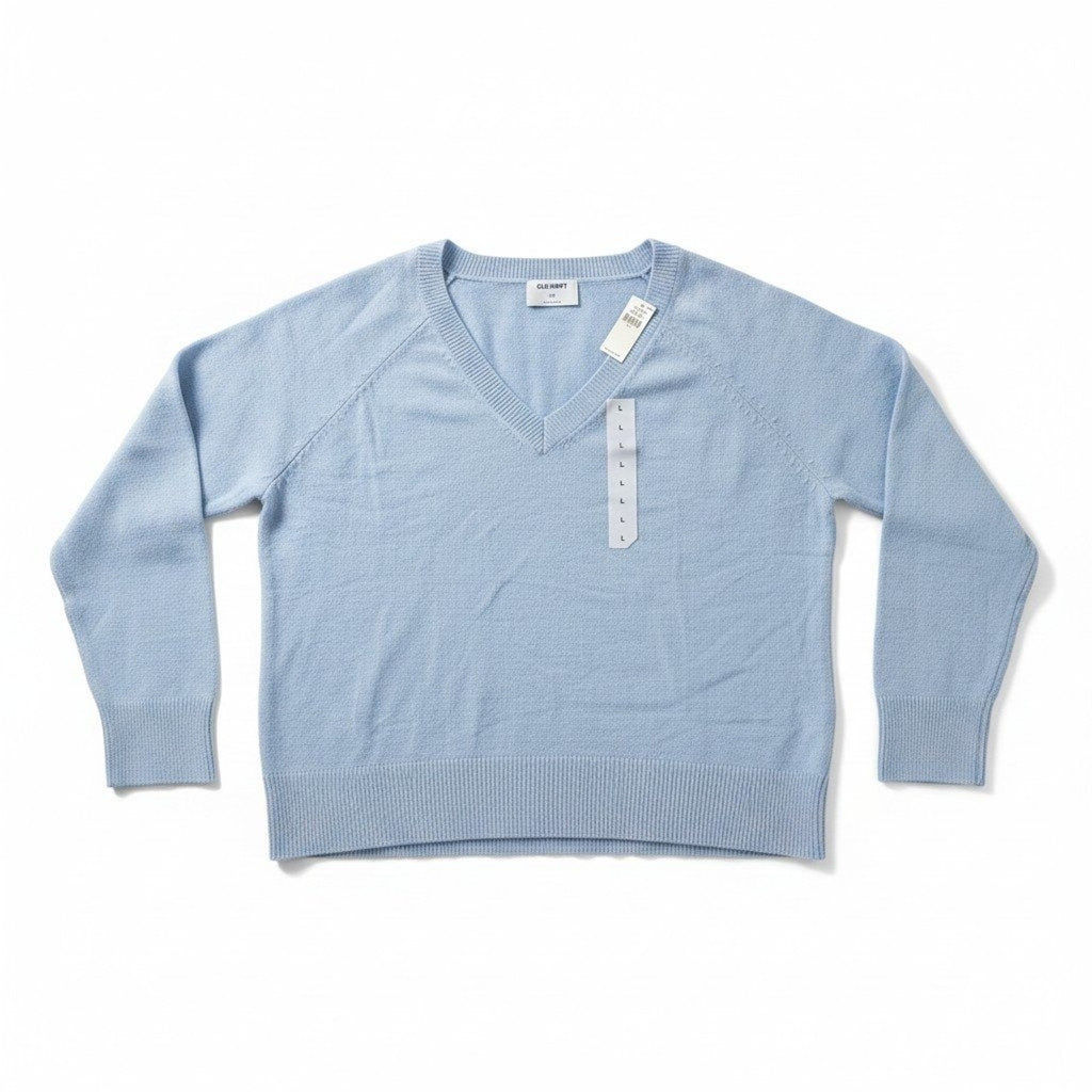 Old Navy L Light Blue Womens V-Neck SoSoft Sweater Relaxed Cozy Casual