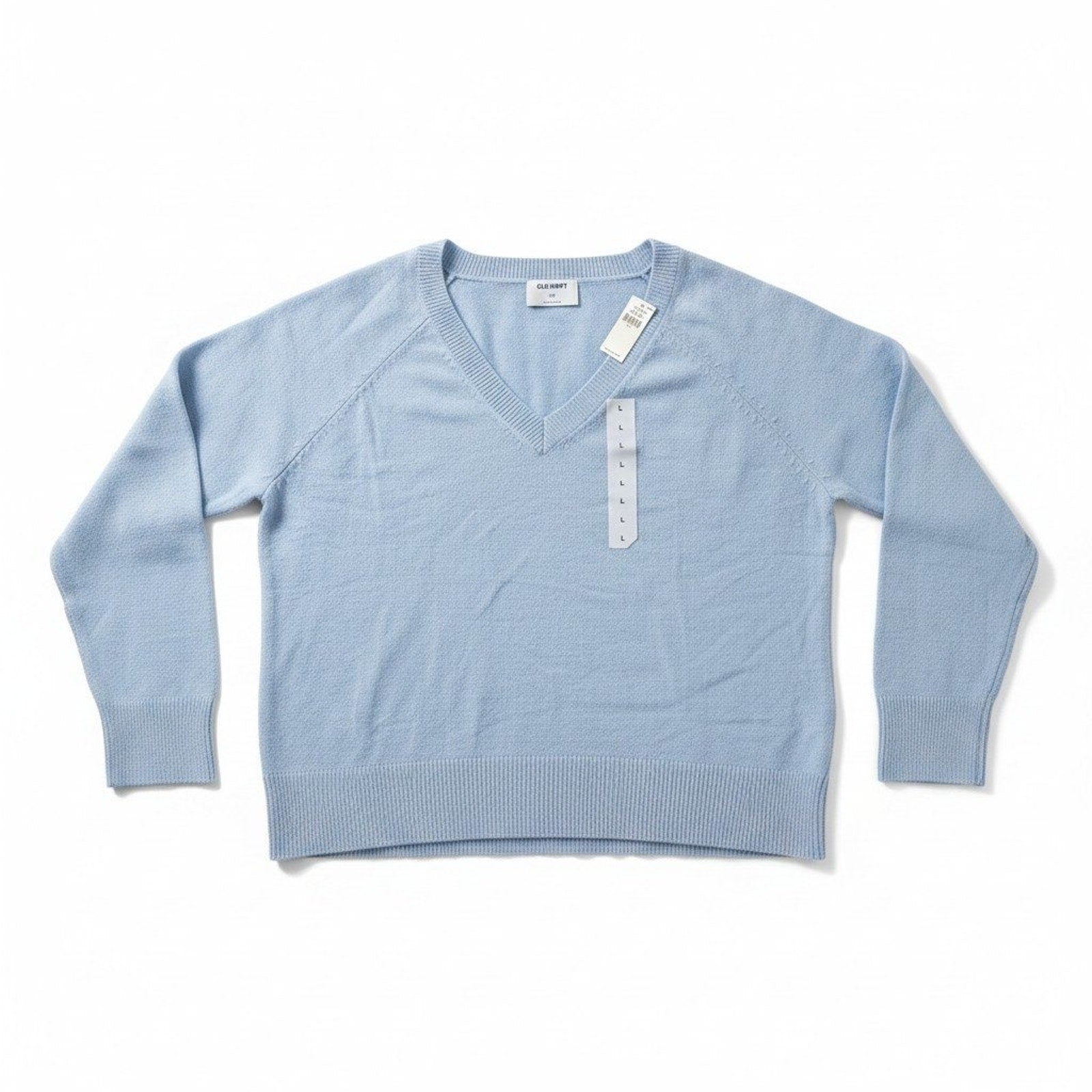 Old Navy L Light Blue Womens V-Neck SoSoft Sweater Relaxed Cozy Casual