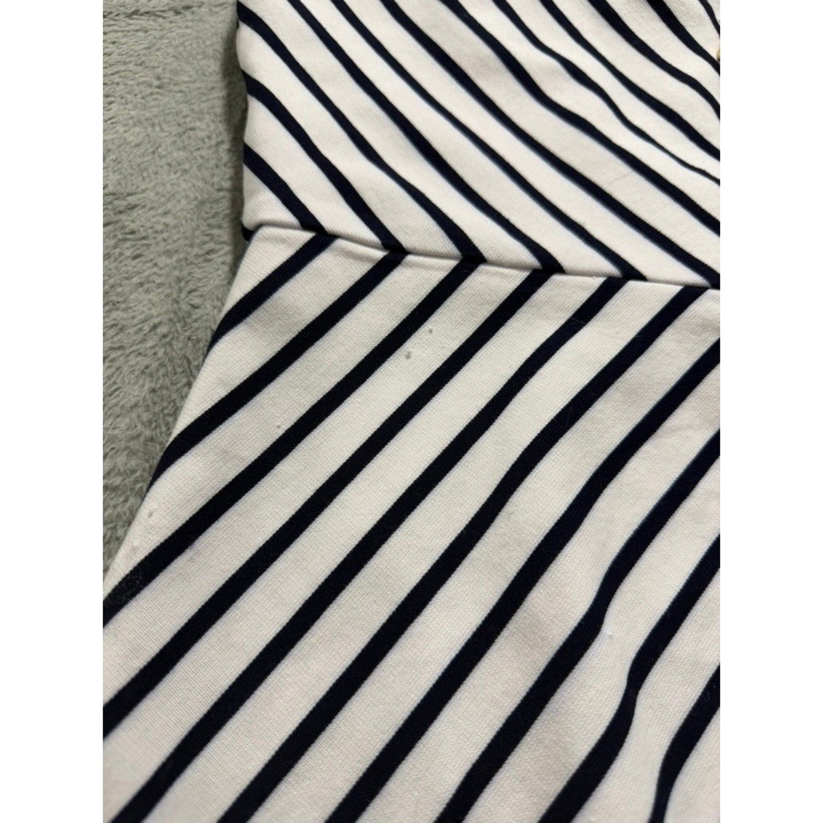 Womens Navy White Chevron Striped Fit Flare Mini Dress Square Neck Sleeveless