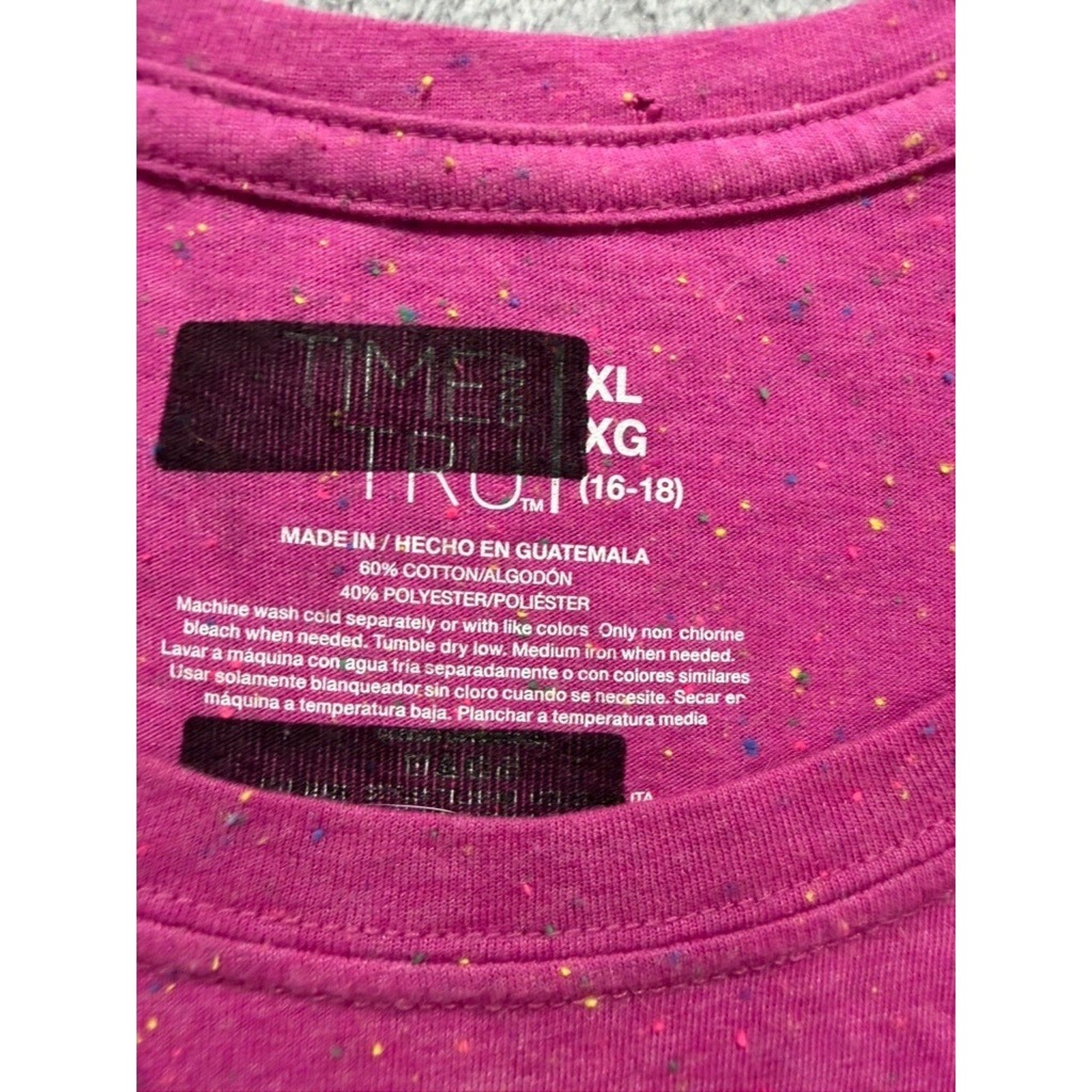 Time and Tru Womens XL Magenta Pink Flecked Sleeveless High Low Tank Top