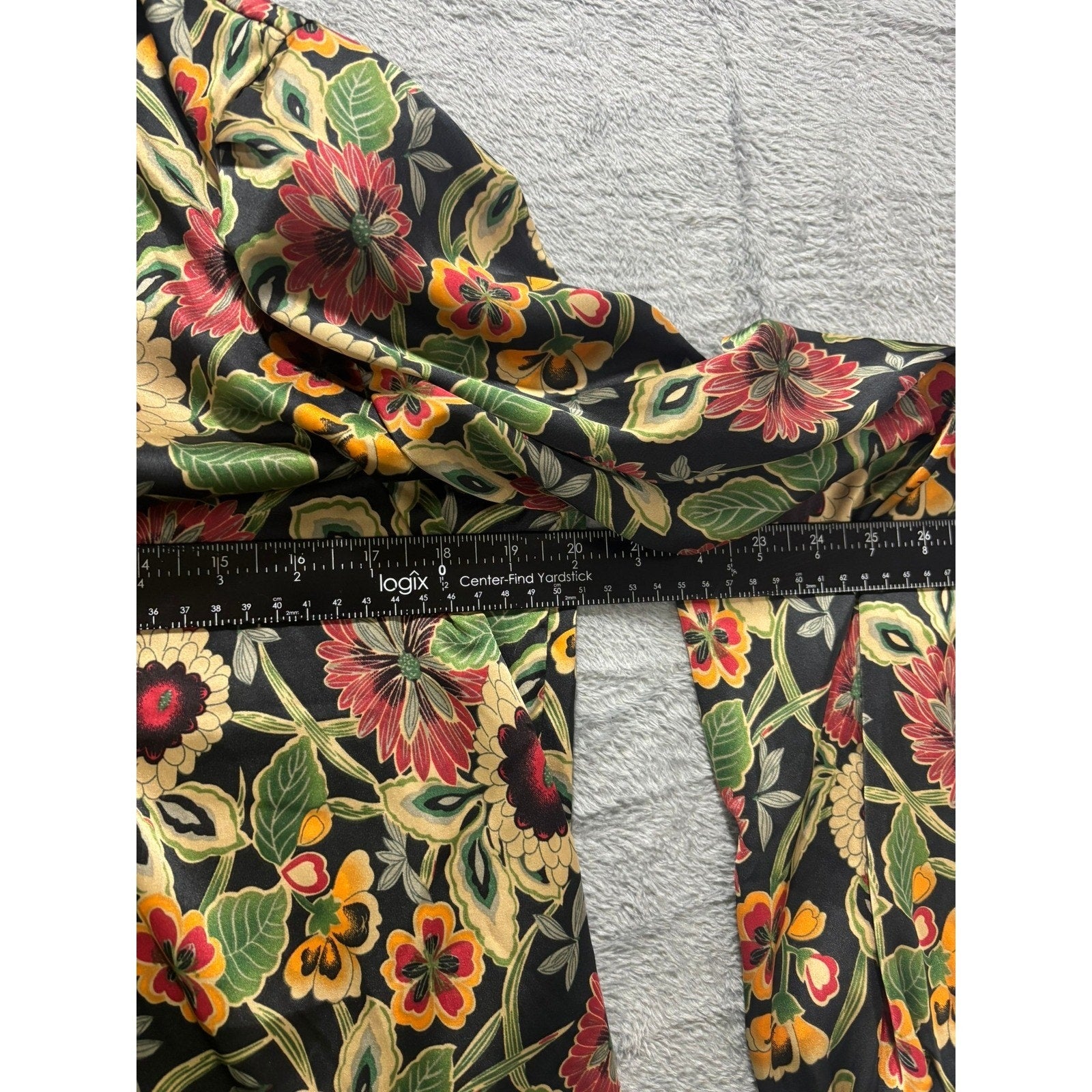 MelloDay Blouse Womens M Floral Boho Smocked Neck Long Sleeve Lightweight Office