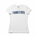 MJU Womens L White Penn State Rhinestone Graphic T-Shirt Casual Vintage Style