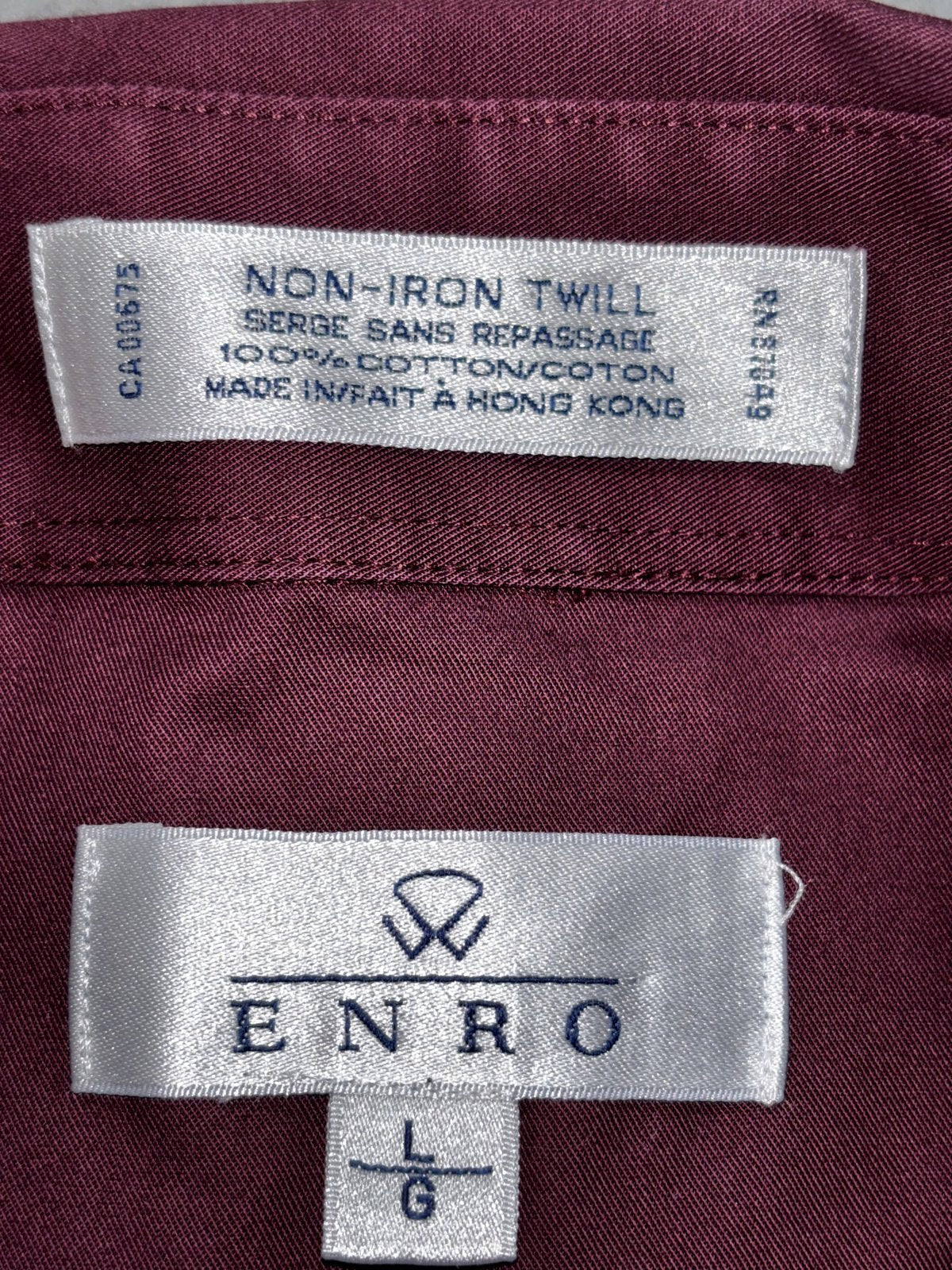 Enro Men's Burgundy Non-Iron Dress Shirt Size L, photo 8 of 8