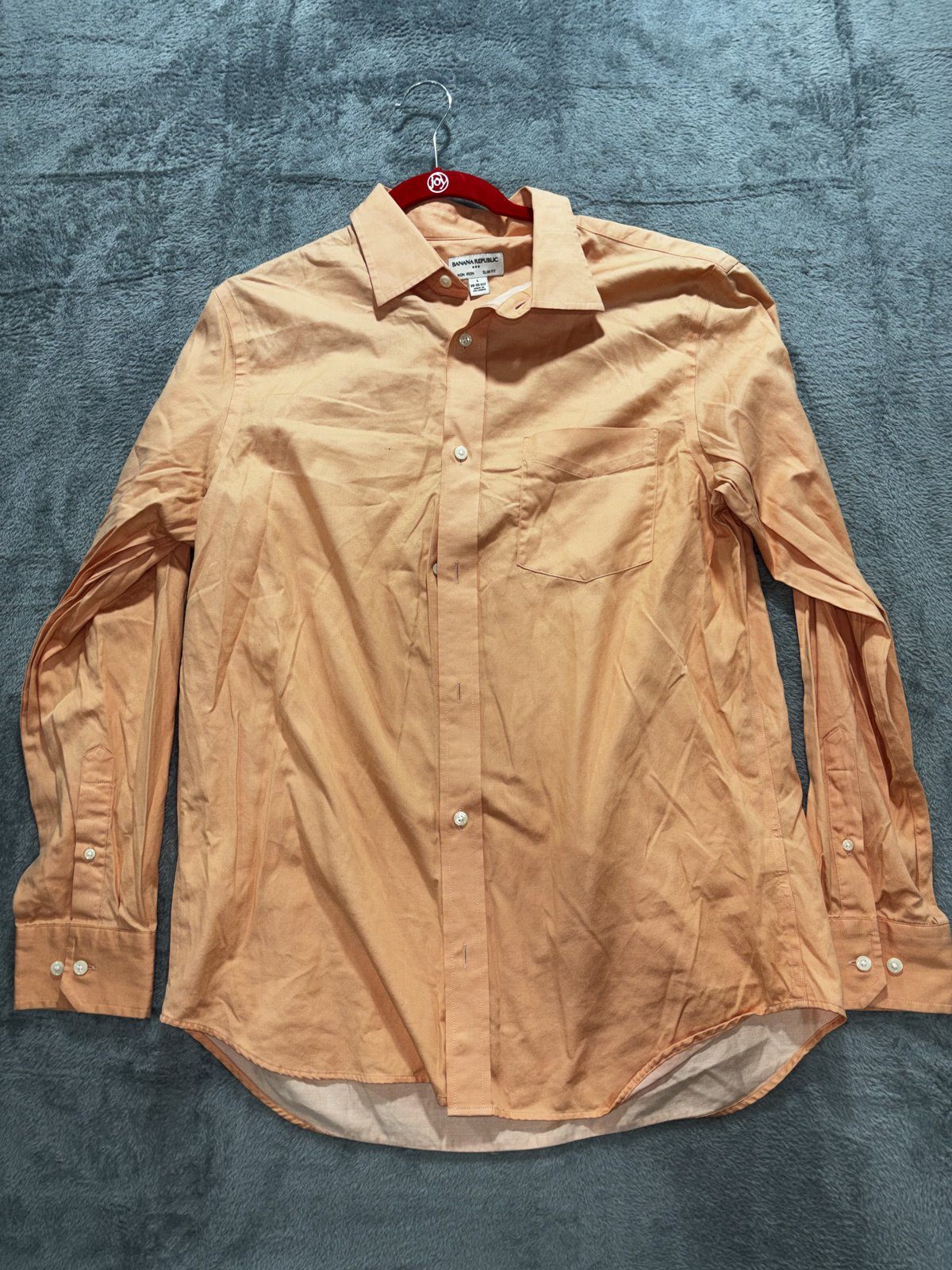 Banana Republic Mens L 16-16 1/2 Orange Long Sleeve Button Up Dress Shirt Slim